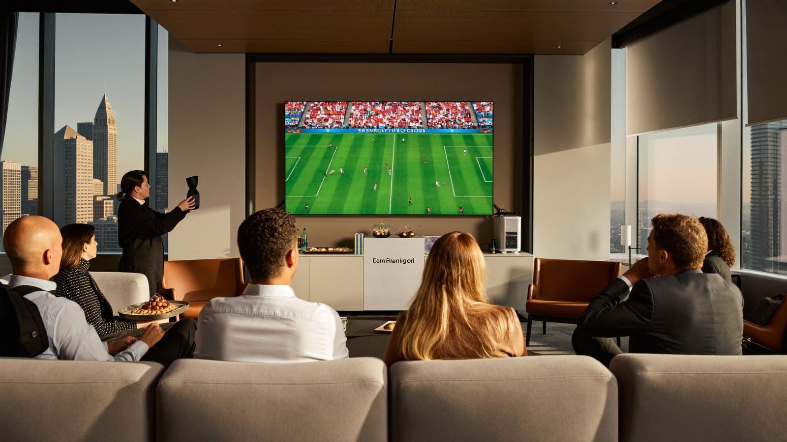 Corporate World Cup 2026 viewing event in a San Francisco office