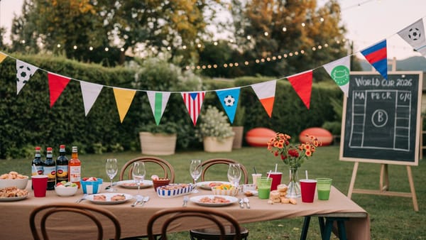 Festive World Cup 2026 watch party table setup in the Bay Area