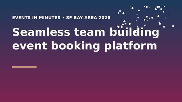 Seamless team building event booking platform